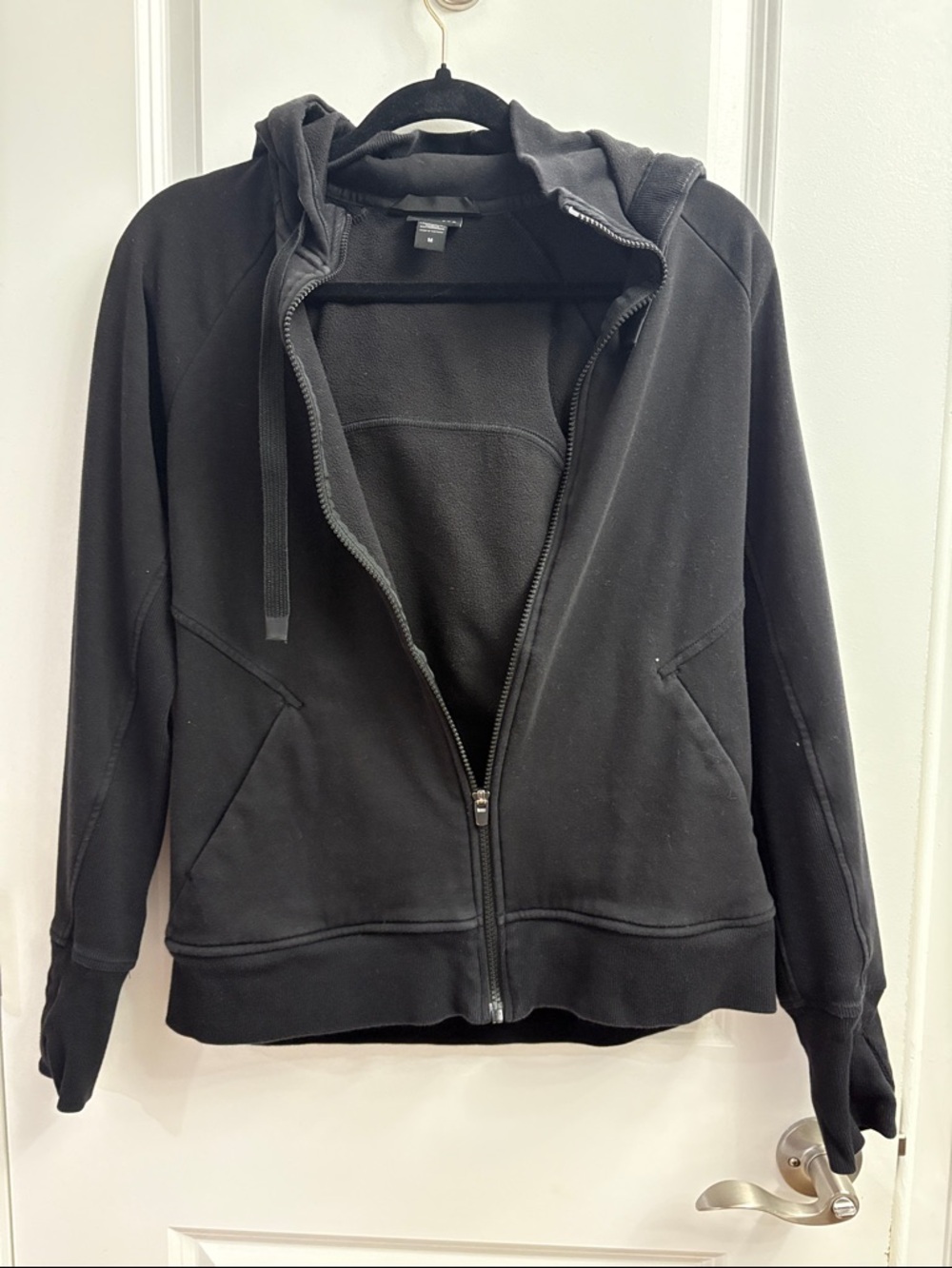 Athleta Black Hooded Zip-Up Sweatshirt